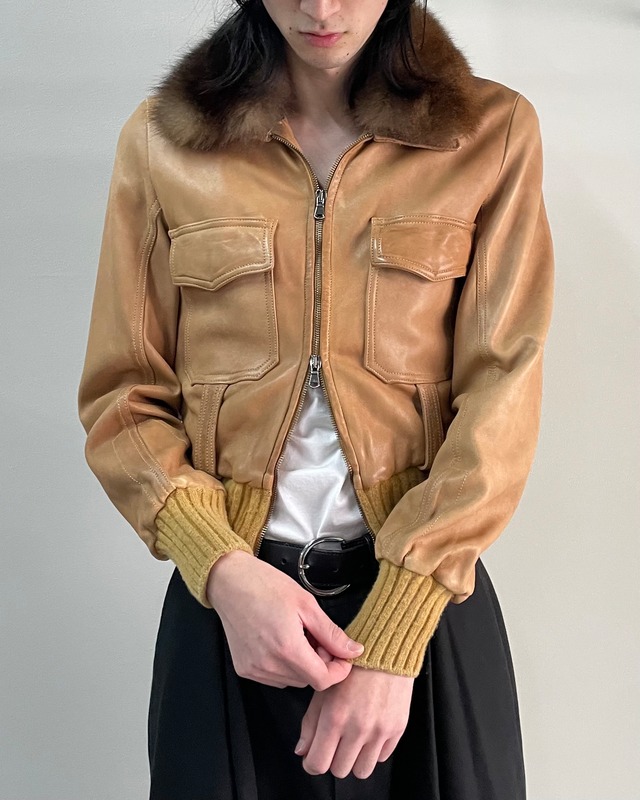 【GIORGIO BRATO】fur collar leather jacket