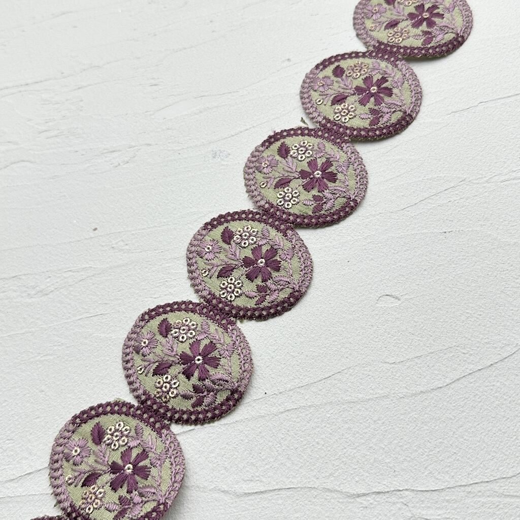 オーバル [エメラルド] インド刺繍リボン 2417 | PAY ID