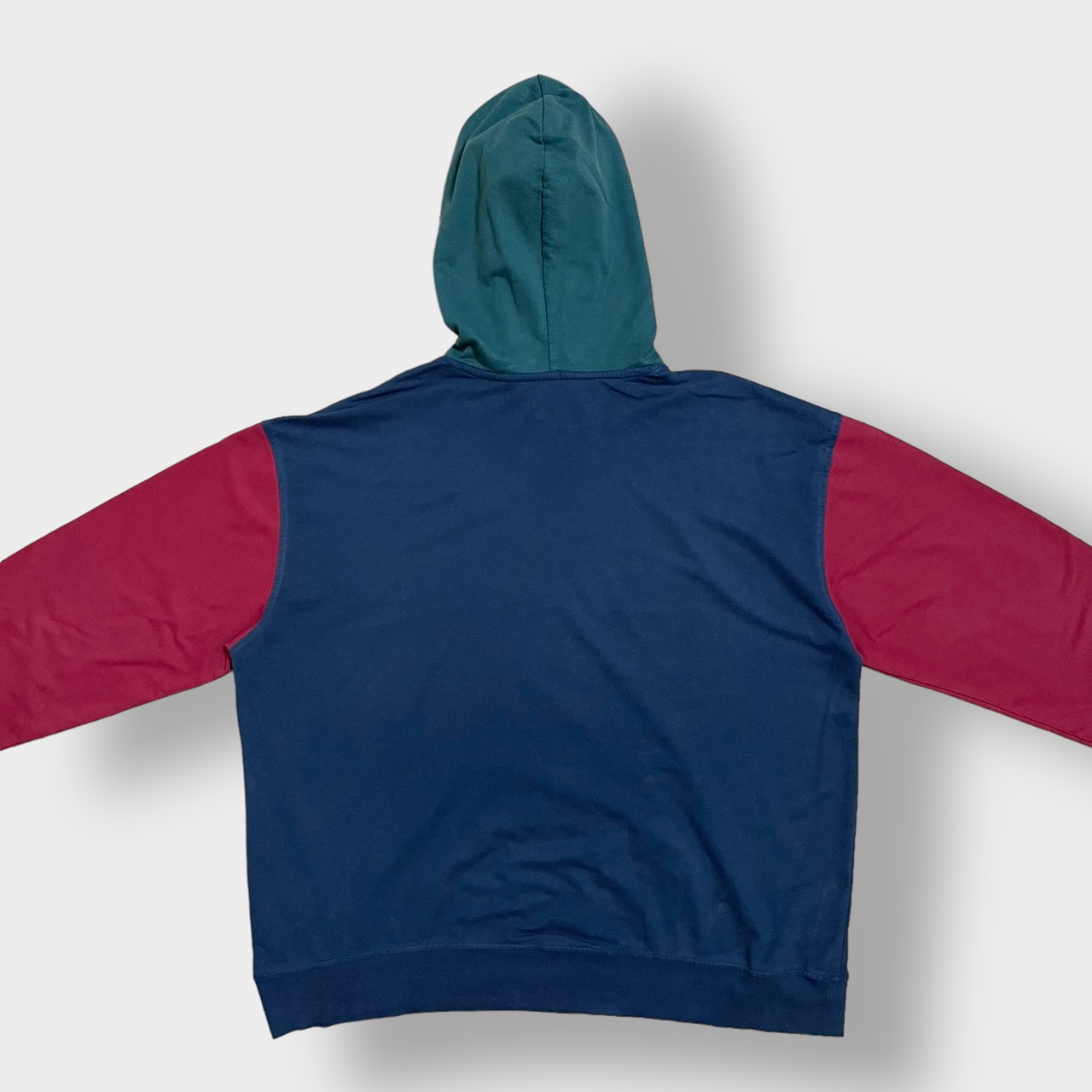 【original use】2XL ビッグサイズ パーカー マルチカラー 切替 プルオーバー フーディー スウェット ネイビー バーガンディ ディープグリーン US古着