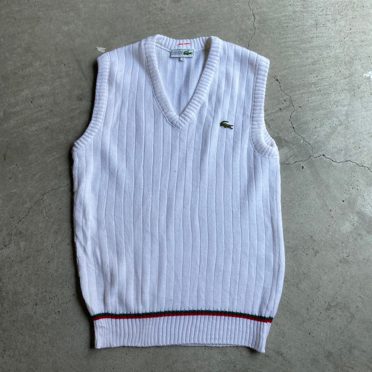 70年代 フランス製 Lacoste フレンチラコステ アクリルニットベスト 16 レディースm相当 古着 ホワイト 白 ベスト Ws22 15 Cave 古着屋 公式 古着通販サイト