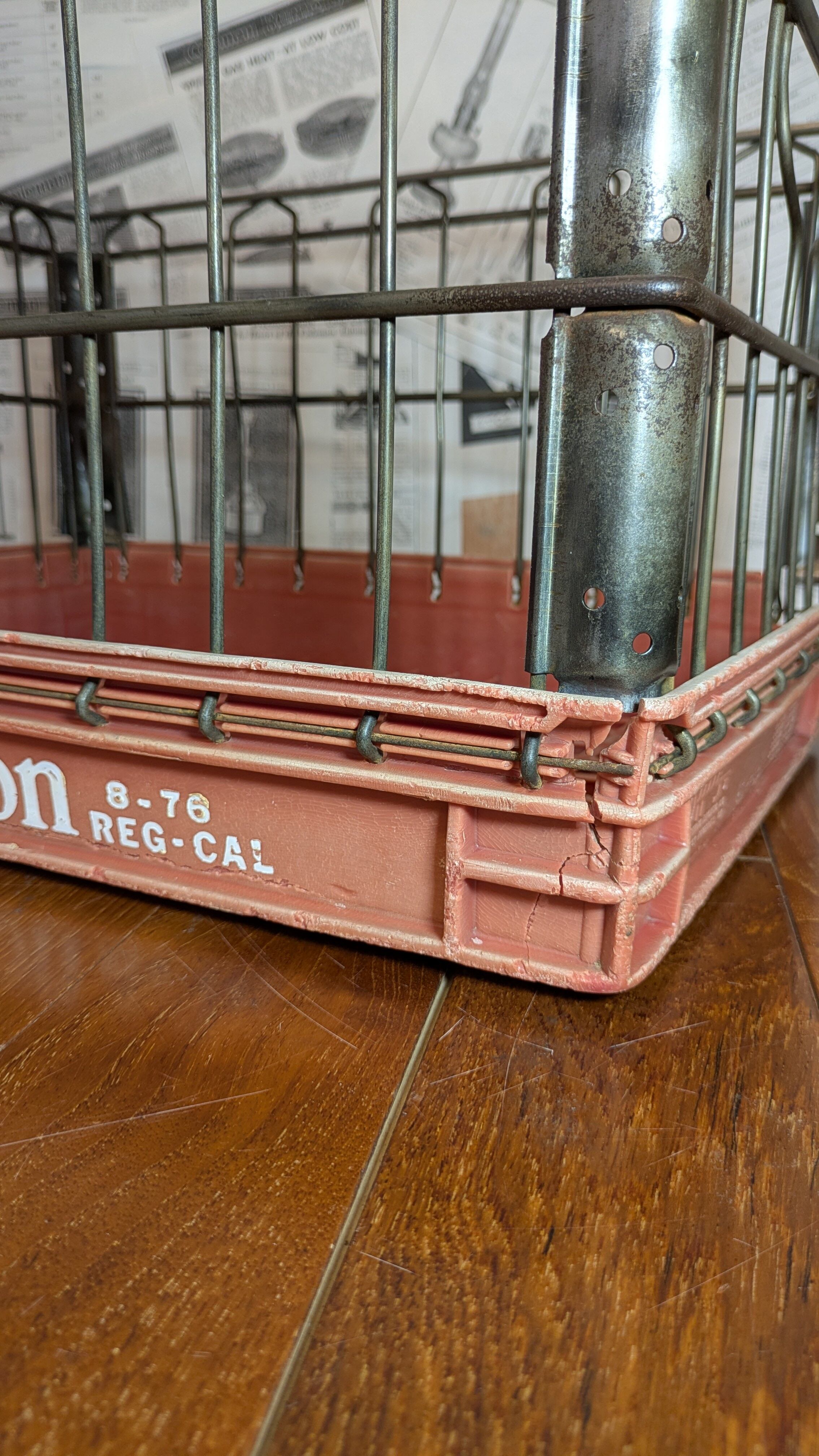 Vintage Carnation WireCrate StorageBox Antique Container