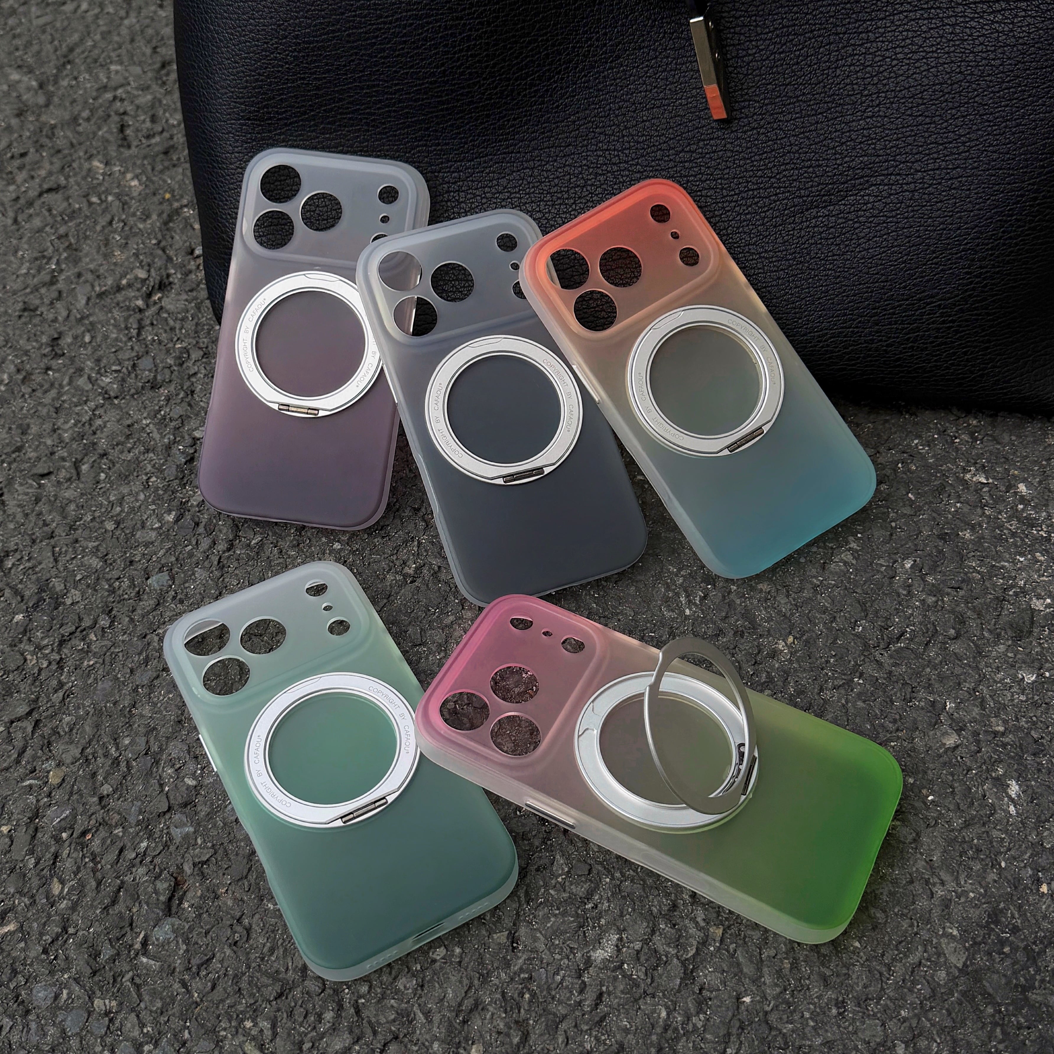 グラデーション iPhone 17 16 15 ケース 360度回転スタンド 二重IMD 耐