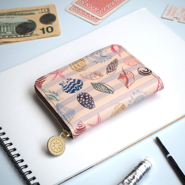 ラウンドファスナー コンパクト 財布（メリーシェル）小さい 牛革 レディース メンズ