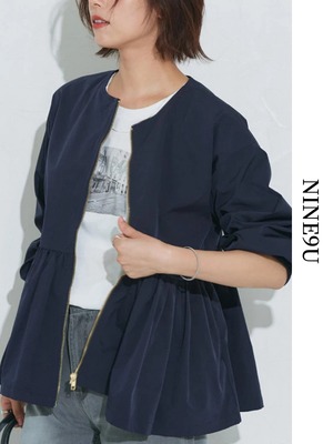 peplum hoodie on-collar jacket 2color【NINE-T0144】