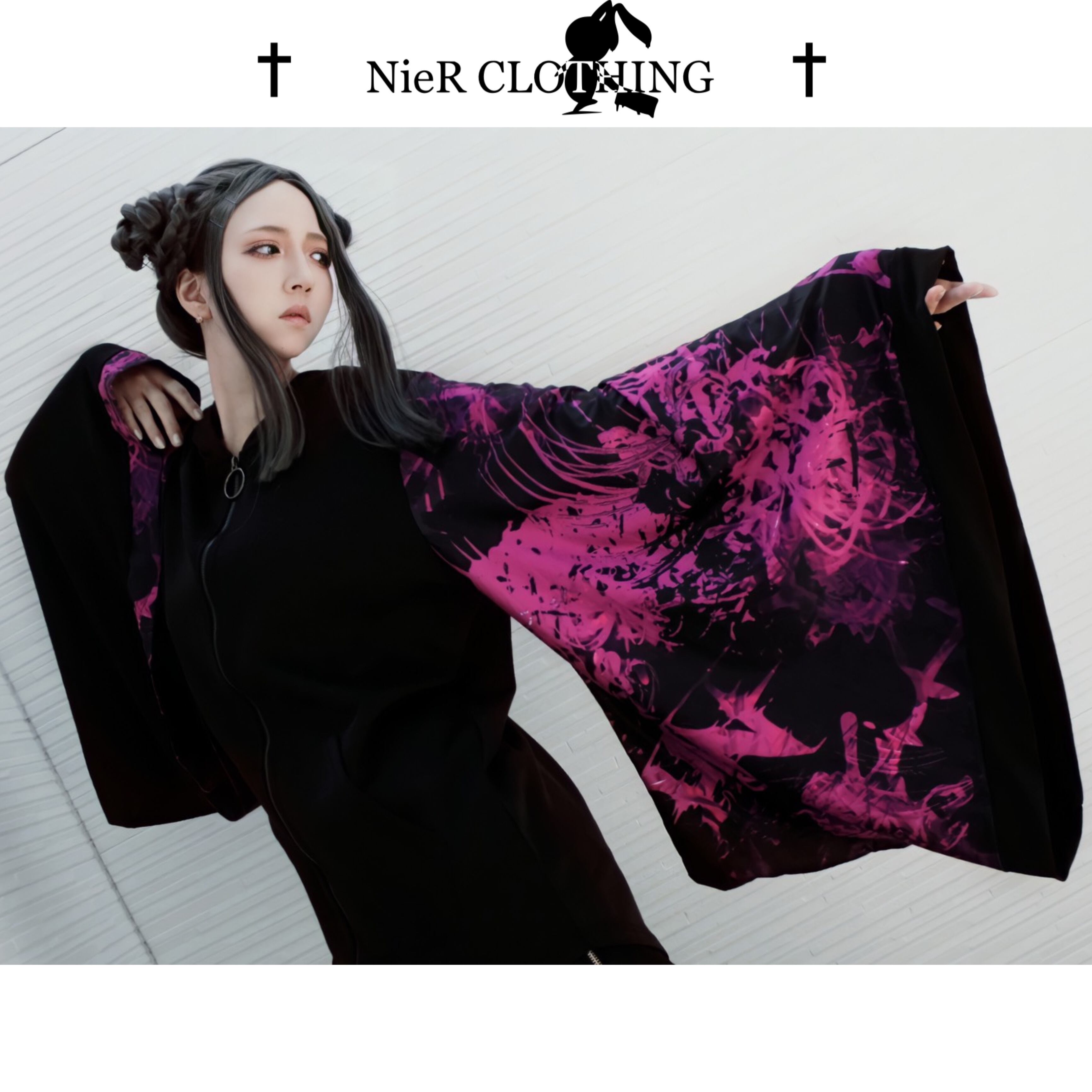 STRETCH着物風袖ZIP OUTER【彼岸花PINK】 | NIER CLOTHING