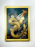 特別ご優待サイズ【昇龍・金】金運・開運アート（A4）