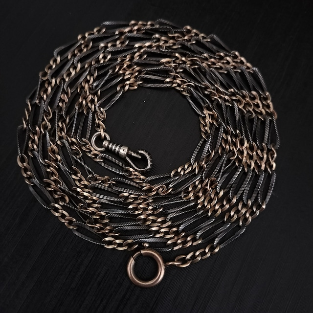 Super Long Niello Silver & Gold Vermeil Chain 142cm
