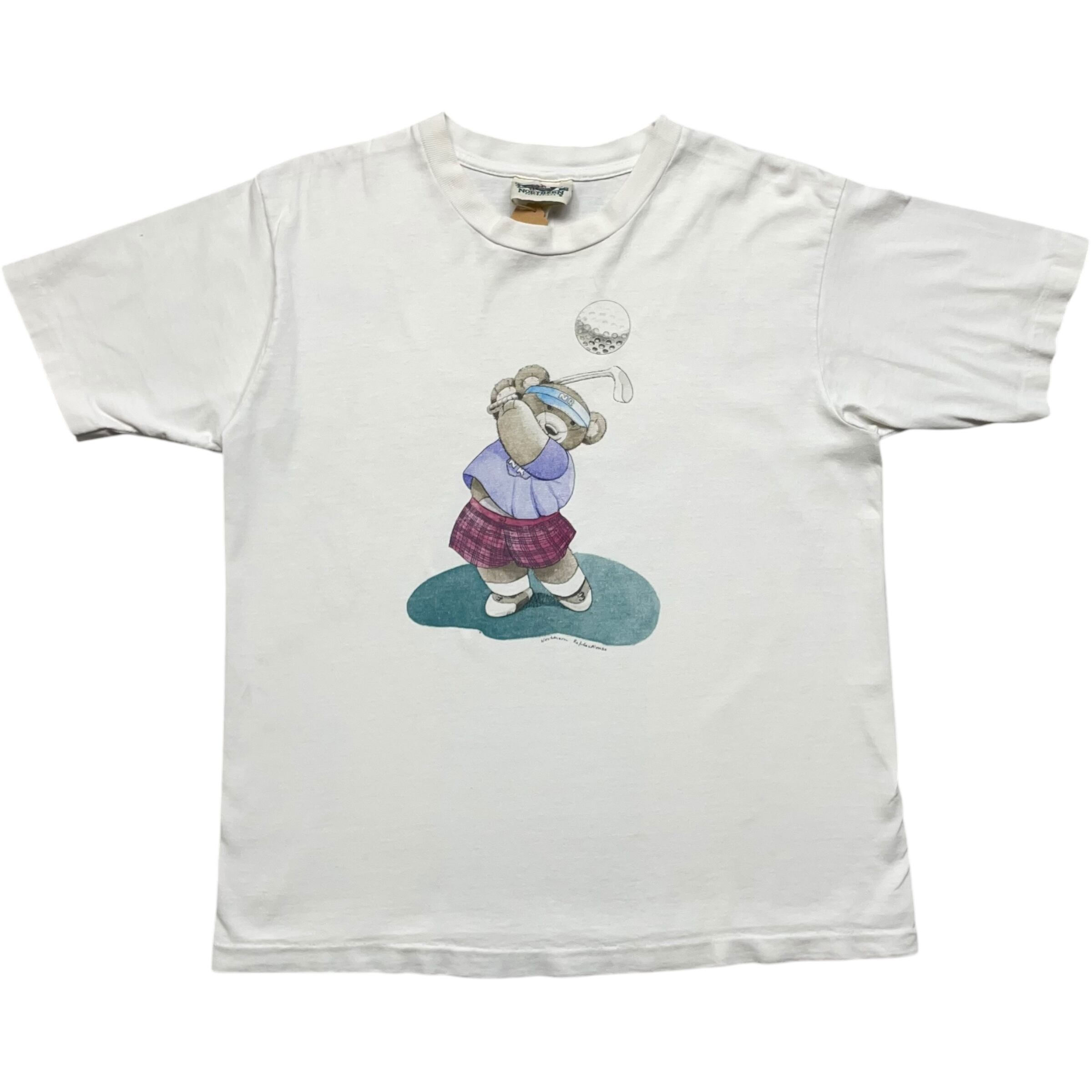 《M》NORTHERN REFLECTIONS Tシャツ アニマルプリント ゴルフ シングルステッチ ホワイト 90年代 vintage no.6767