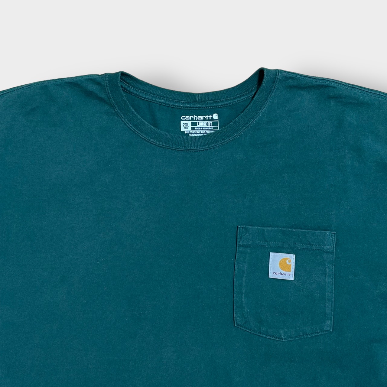 【Carhartt】2XL ビッグシルエット ワンポイント LOOSEFIT ポケットTシャツ ポケT カーハート ディープグリーン 半袖 夏物 US古着