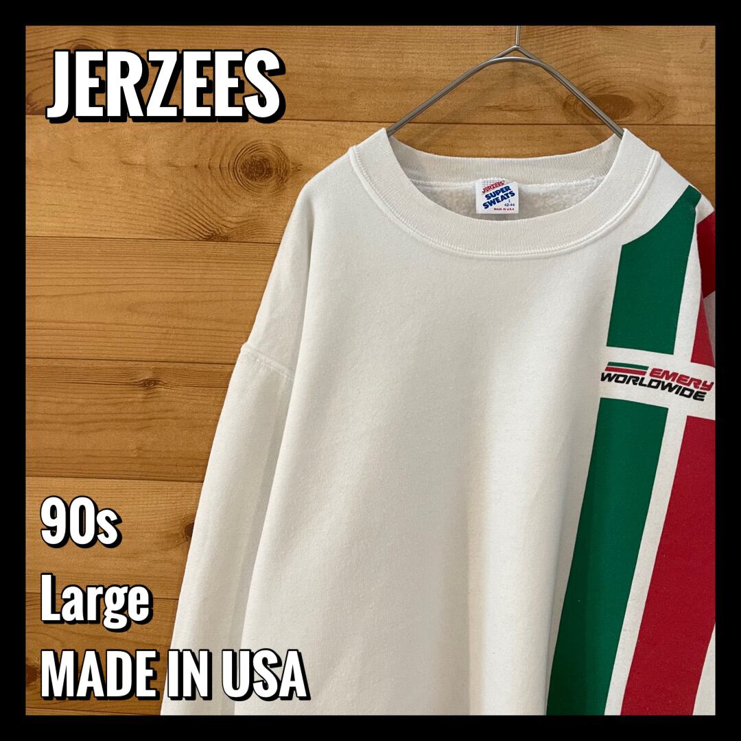 【ゆるだぼ】90s JERZEES 企業刺繡ロゴ スウェット トレーナー L