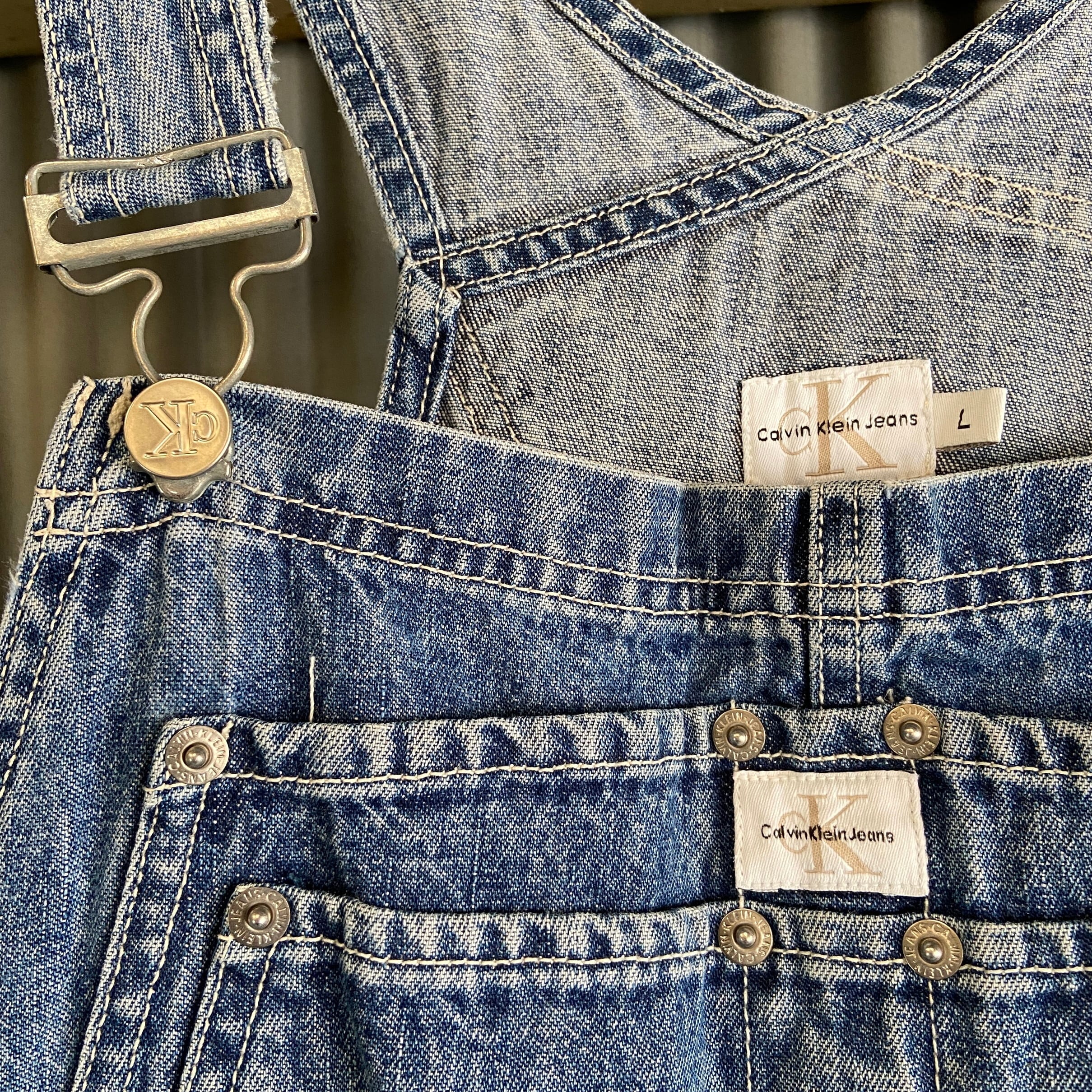 90年代 Calvin Klein Jeans カルバンクライン デニムオーバーオール メンズL 古着 W37相当 90s ヴィンテージ ビンテージ  【オーバーオール】【AN20】 | cave 古着屋【公式】古着通販サイト