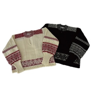 ASEEDONCLÖUD(アシードンクラウド)Seiyako jacquard blouse (off white/black) ジャガードニット