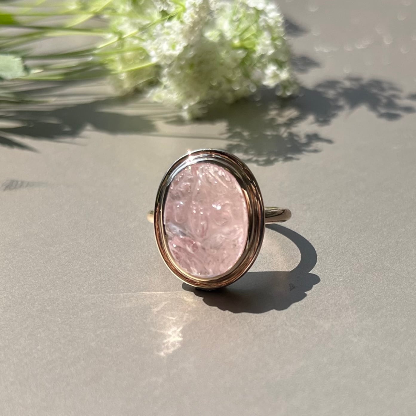 a flower］モルガナイト× K10YG リング | Shining Baby jewelry