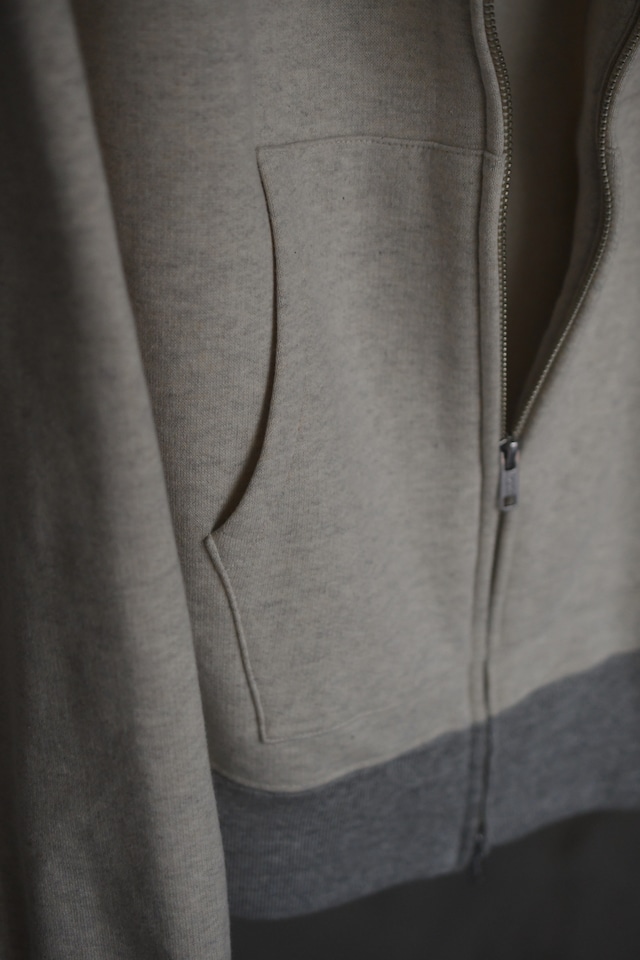 BISOWN / AFTER HOODIE ZIP UP SWEAT (TOP GRAY × OATMEAL)