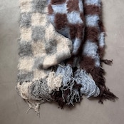 ブロックチェックストールマフラー/ブラウン×ブルー