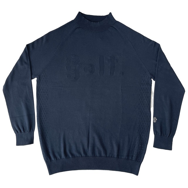 SUVIN COTTON MOCK NECK KNIT SWEATER -NAVY-