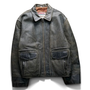 Vintage oversized faded zip up  leather jacket