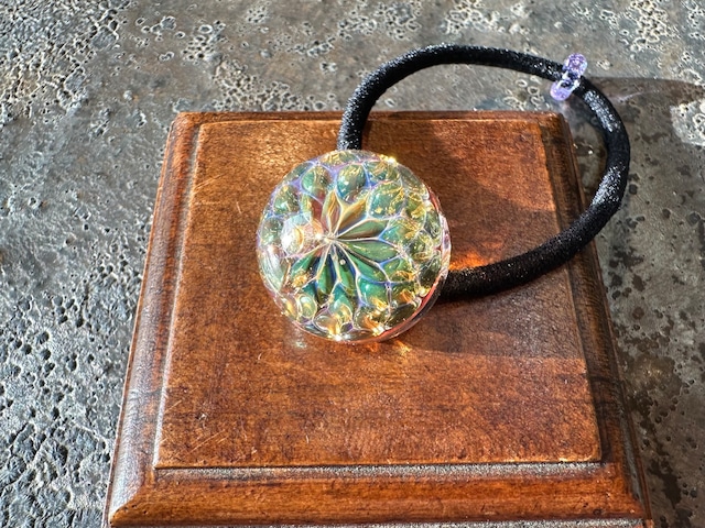 【Green&Pink Flower】緑とピンクの花ヘアゴム　Ssize