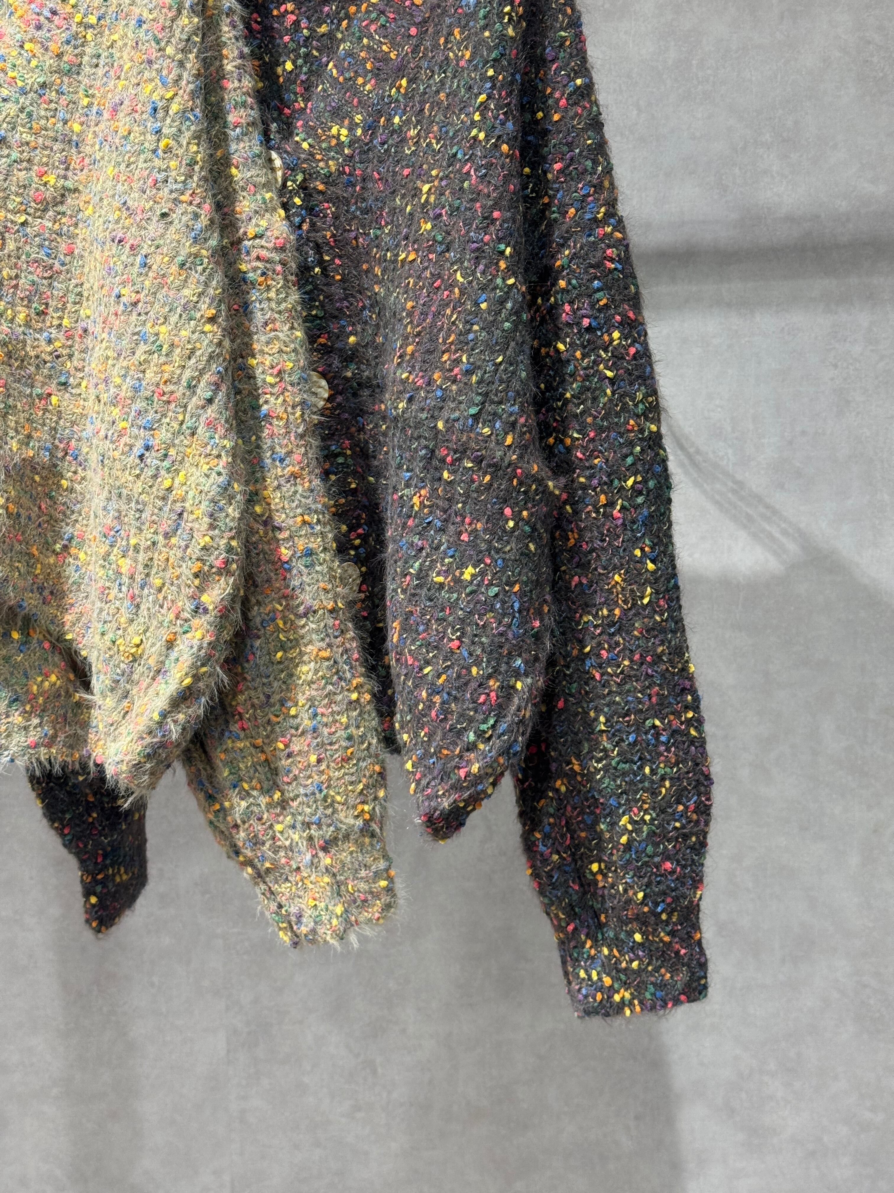 color tweed V-neck cardigan