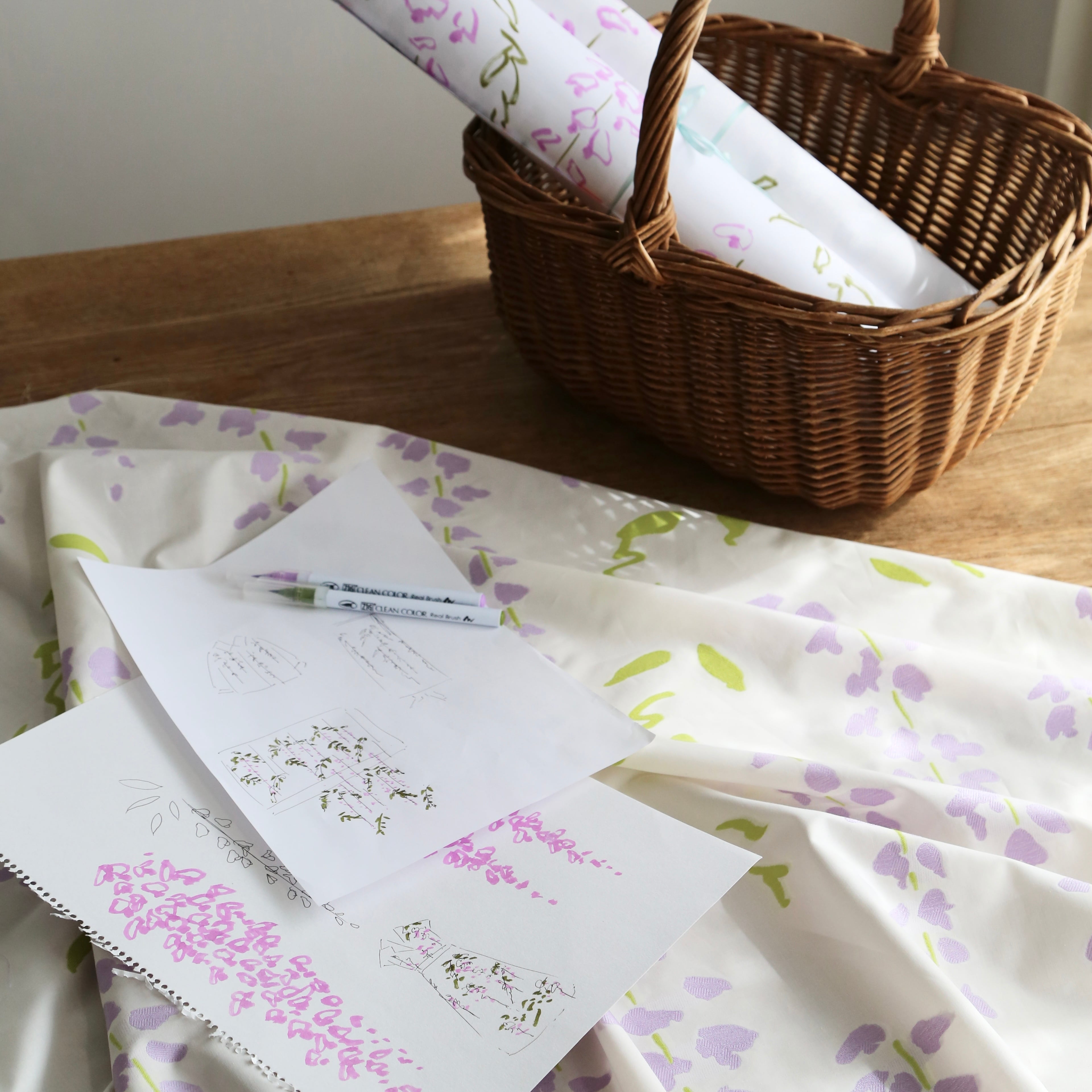 Original Textile 'Wisteria' White & Wisteria | IBAMOTO HONTEN