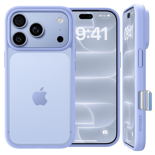 NIMASO iPhone 18 Pro / 17 Pro 用 ケース 半透明 マット仕上げ 滑り止め 耐衝撃 （6.3インチ） グレイシャー
