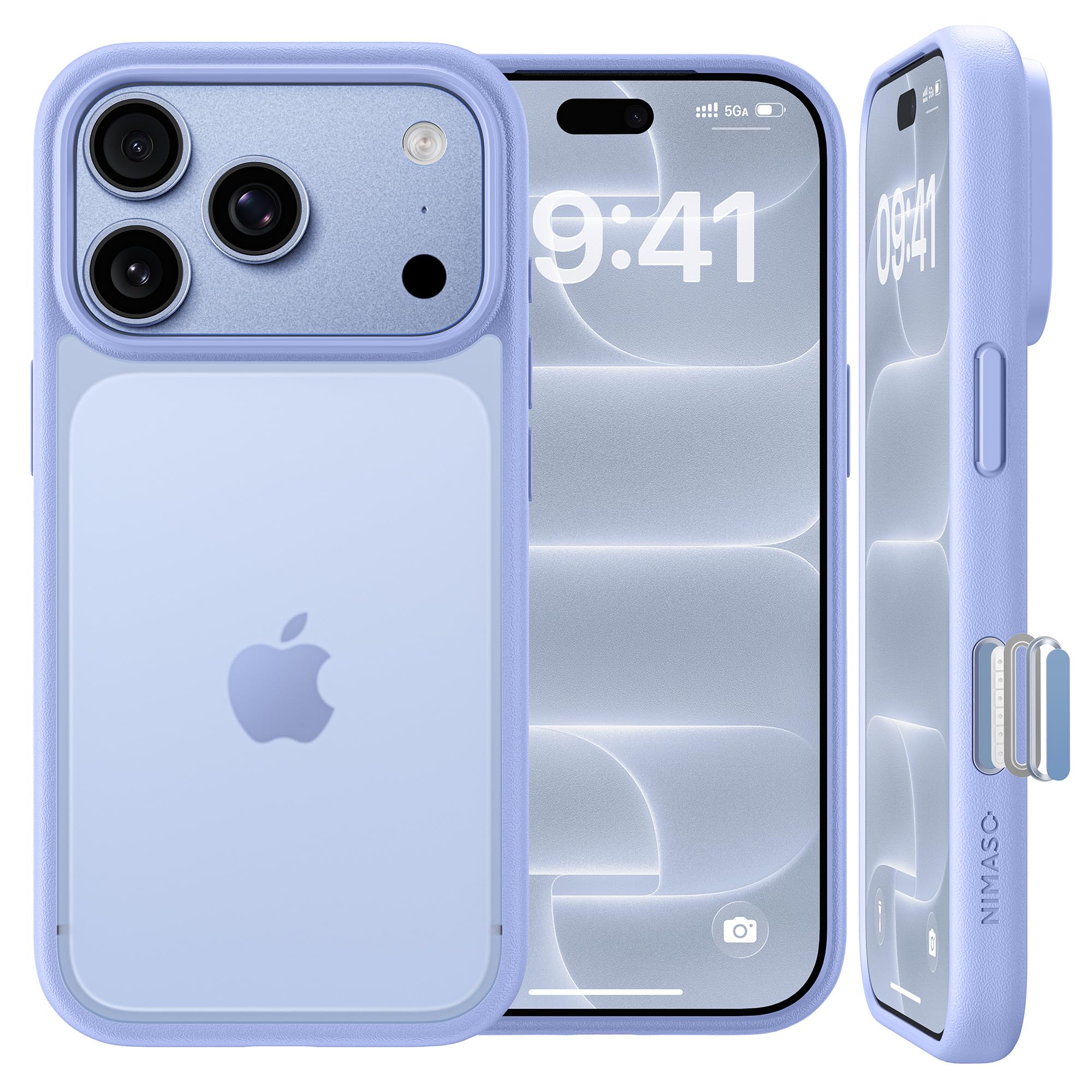 NIMASO iPhone 18 Pro / 17 Pro 用 ケース 半透明 マット仕上げ 滑り止め 耐衝撃 (6.3インチ) グレイシャー