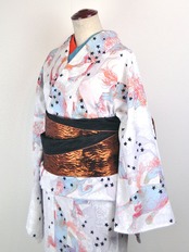 【受注商品】Rumi Rockきもの「ジプシーホース」ホワイト　[A703]