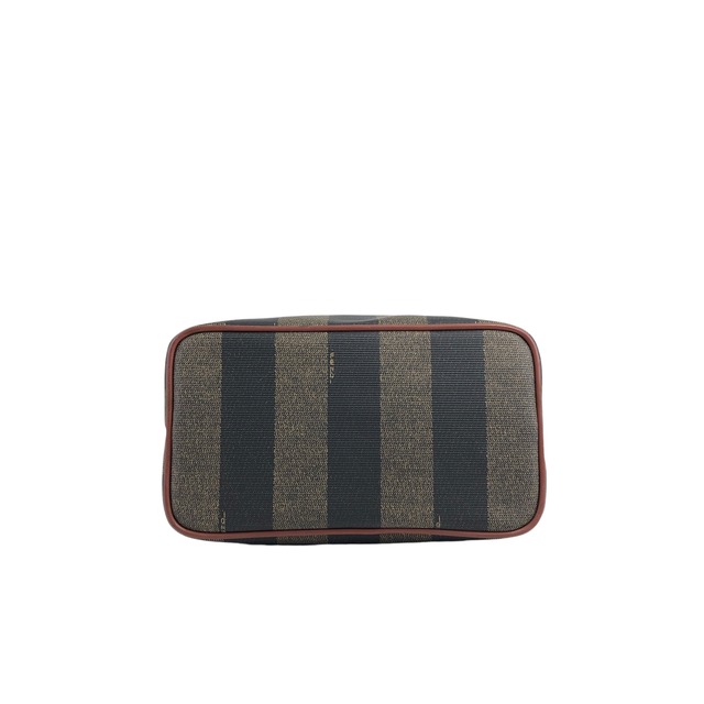 FENDI フェンディ ペカン ショルダーバッグ ブラウン ブラック ロゴ PVC レザー 巾着 vintage ヴィンテージ オールド 425dic