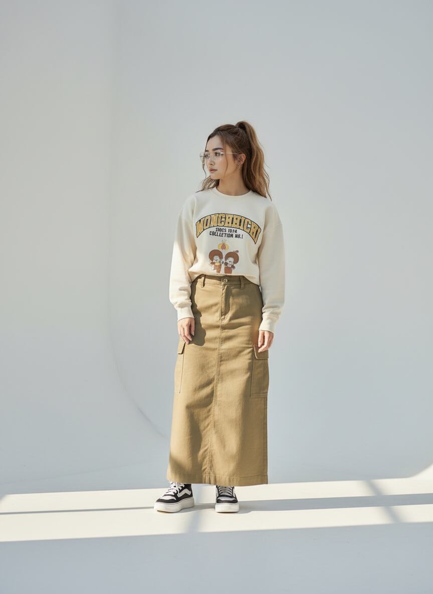 【セレクトライン】モンチッチ・ヴィンテージスウェット アイボリー