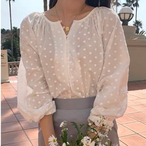 ドットコットンブラウス A0356