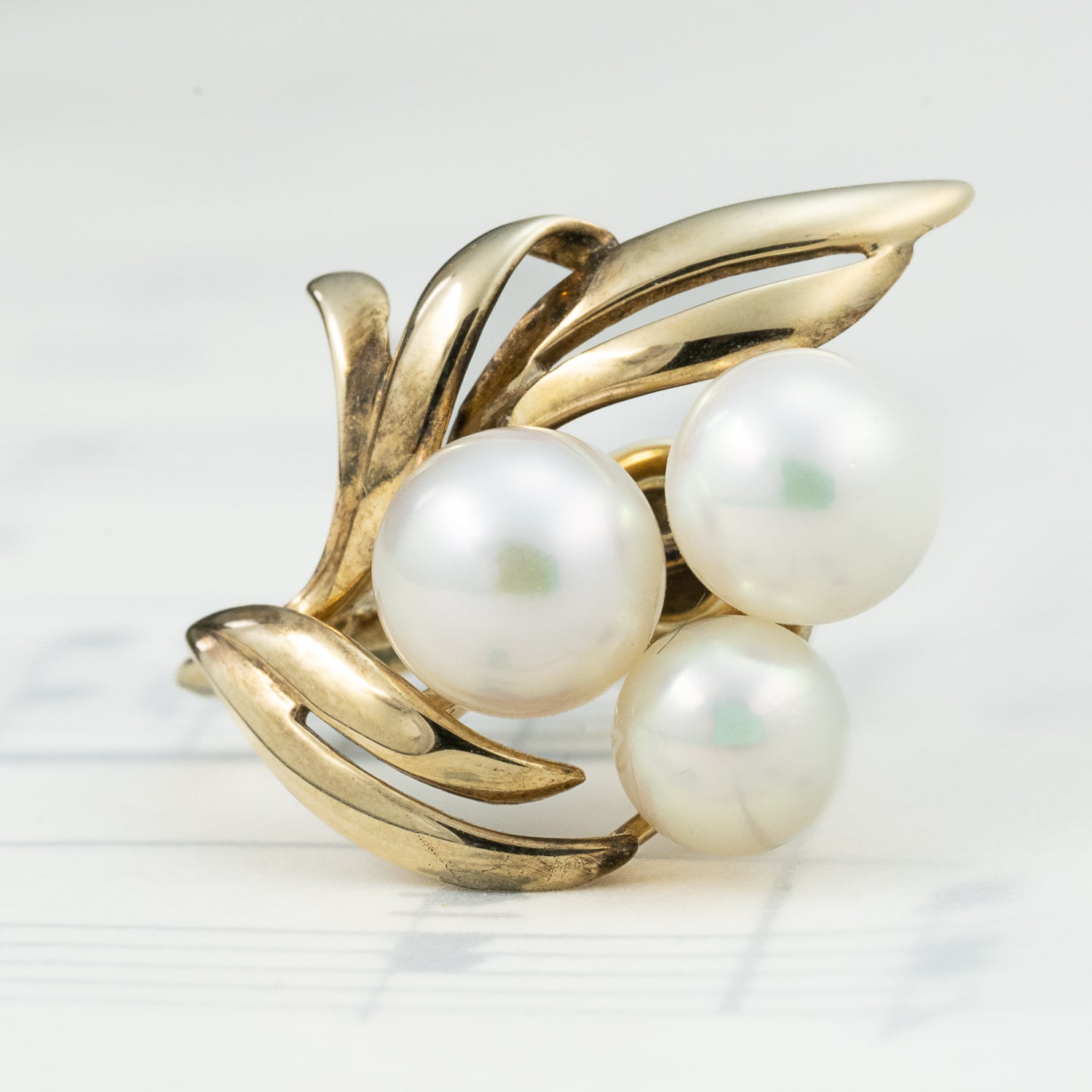 ミキモト MIKIMOTO K14 あこや真珠 パール イヤリング 3粒