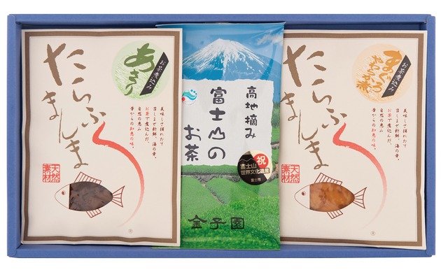 富士山茶と佃煮セット（富士山茶、たらふくまんま２種）