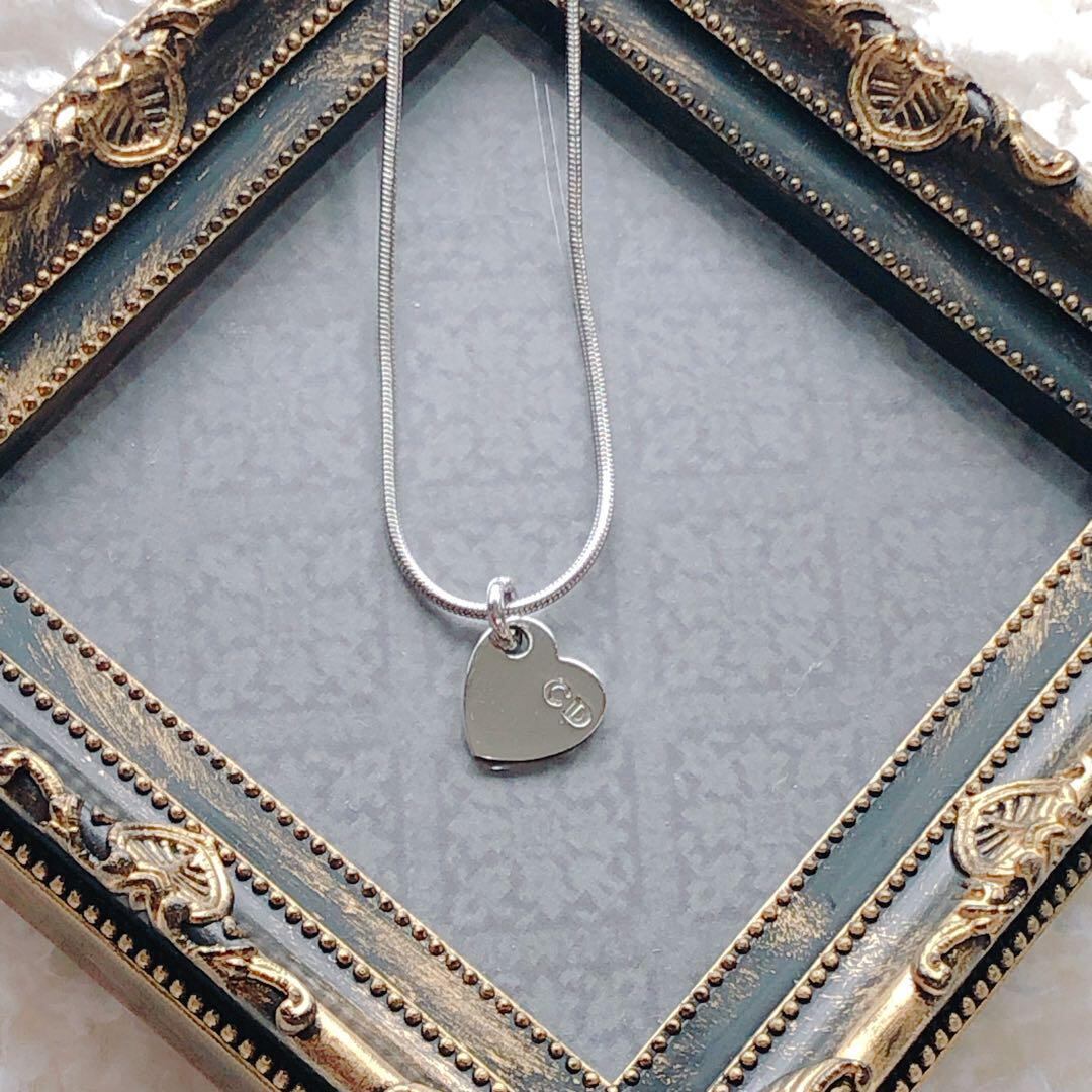 Used】Christian Dior ディオール シルバー ネックレス ハート Used】Christian Dior ディオール シルバー ネックレス ハート