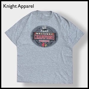 【Knight Apparel】カレッジ ルイビル大学 カージナルス NCAA  ロゴ プリント Tシャツ バスケットボール バスケ Louisville Cardinals X-LARGE グレー US古着