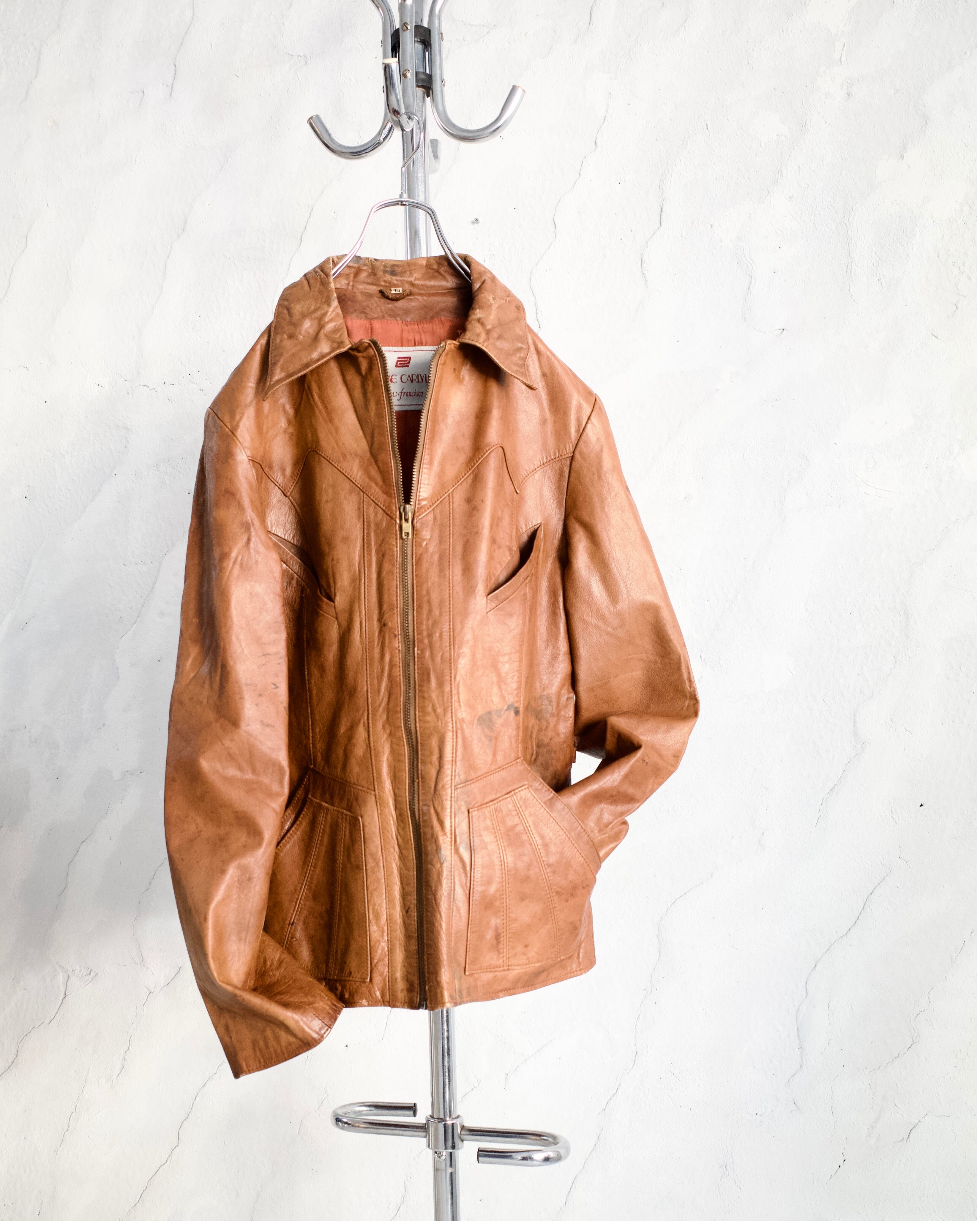 ARMANI JEANS 90s レザーカーコート car coat 90s ARMANI JEANS】Leather Car Coat Dark Brown | used.memento