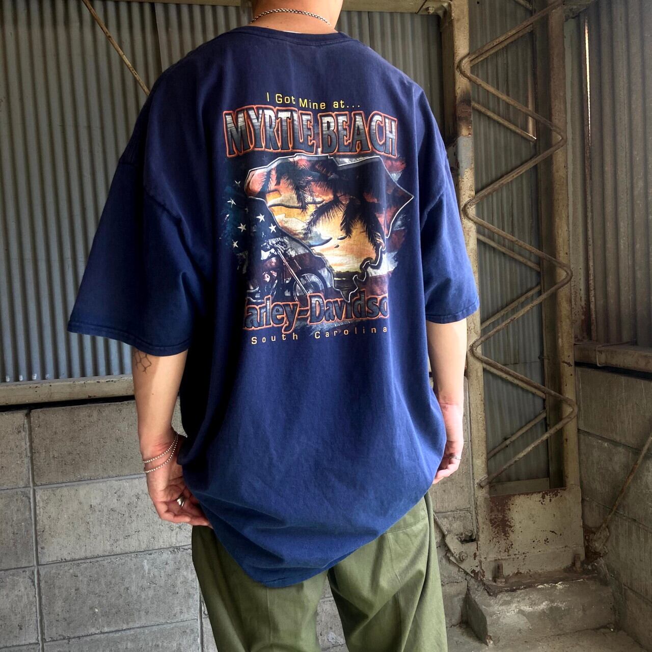 ★ハーレーダビットソン 両面ロゴ ビッグサイズ アースカラーポケットTシャツ