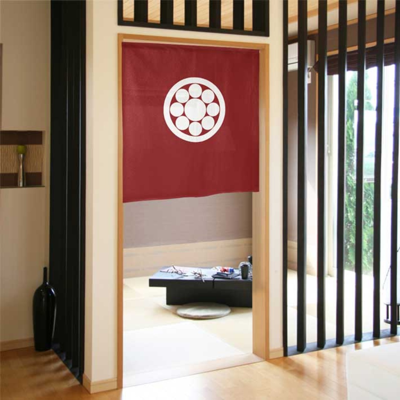 【受注生産】のれん 家紋 丸に九曜星 全5色 幅85×丈90cm