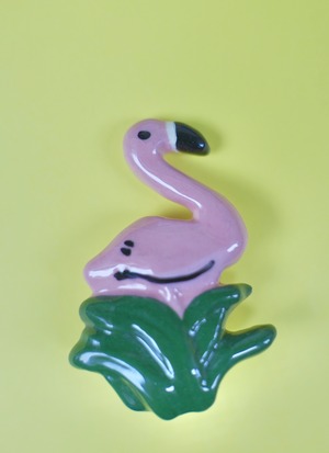 フラミンゴ Vintage Ceramic マグネット Flamingo Magnet