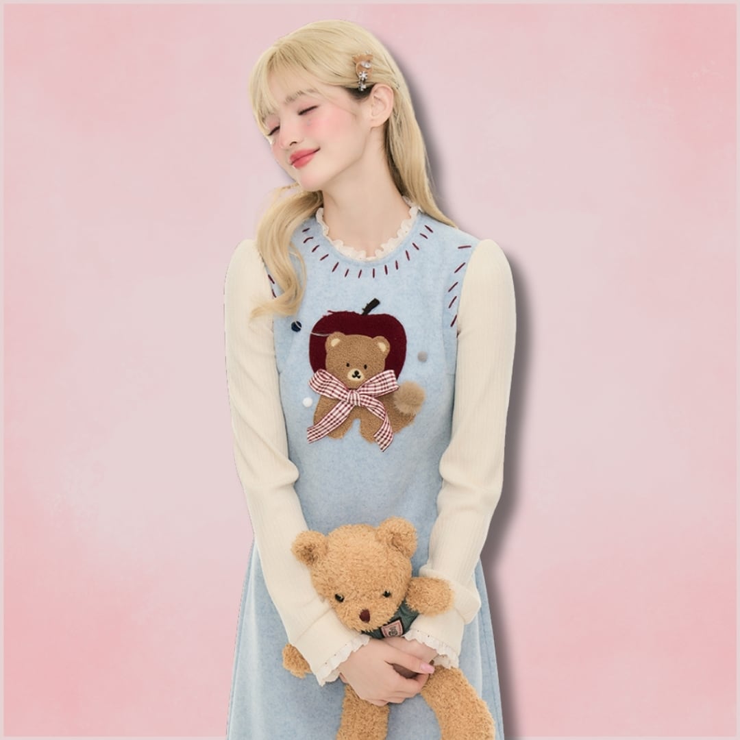 くまの午後のアップルワンピース ♥LA193