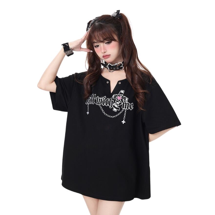 サブカル 服 地雷系 通販 CRAZYGIRL Tシャツ プリント柄 ロゴ JKファッション かわいい ガーリー 服