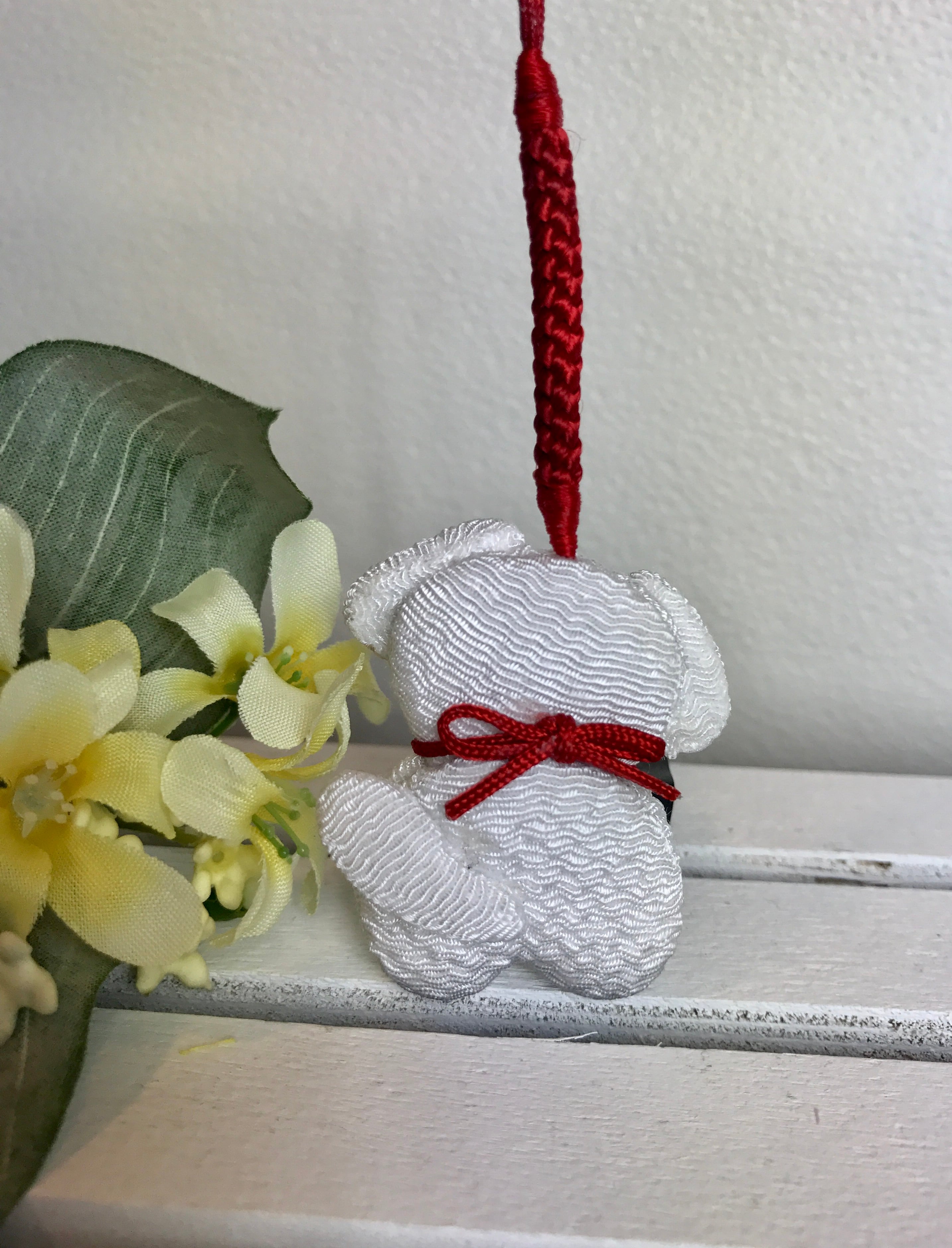 わんわん根付（シロ）♡ちりめん犬根付 | 千座senkura