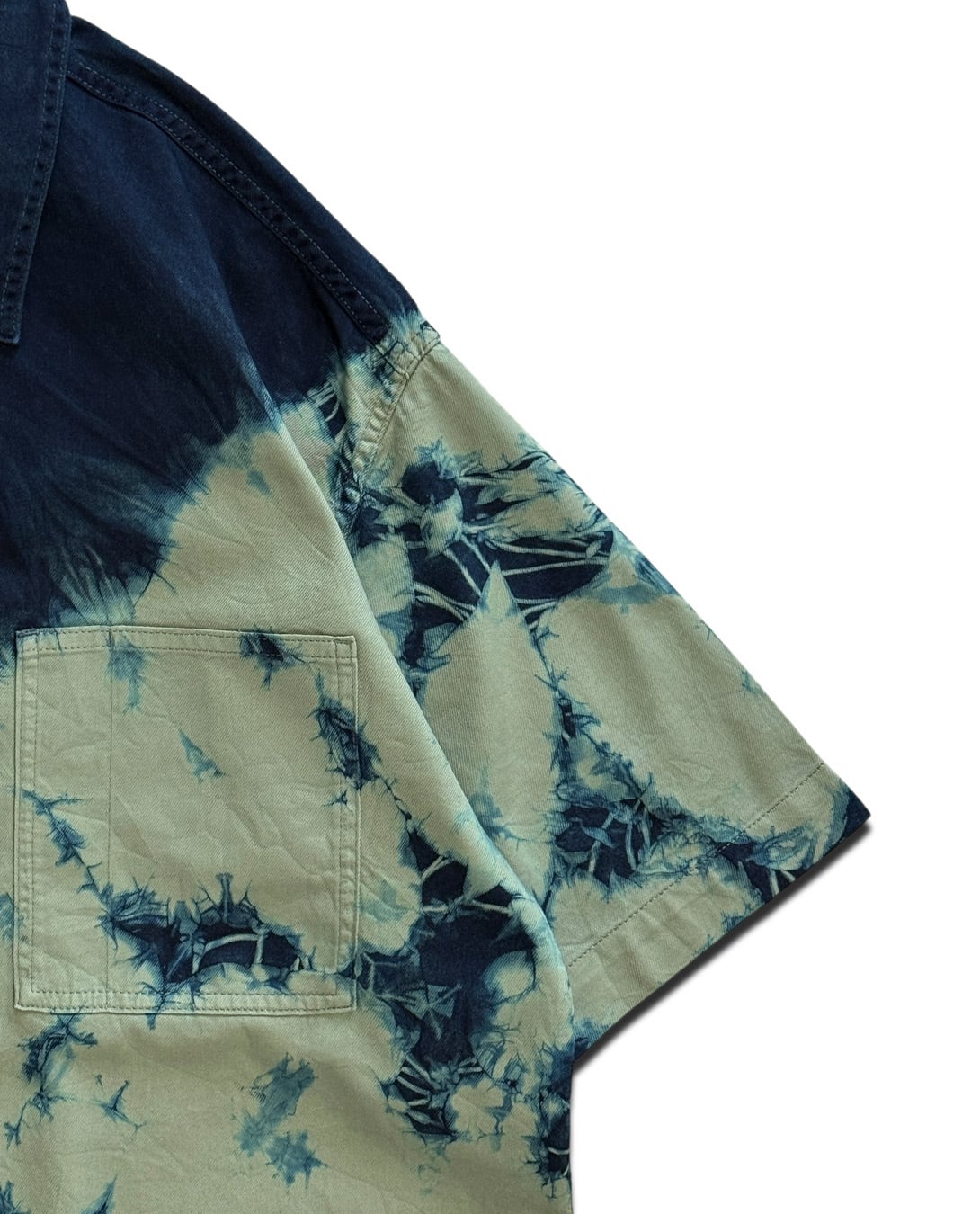 数量限定販売】藍染めタイダイ半袖ワークシャツ ネオンドロップ | 唯一