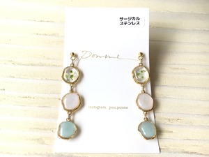 【イヤリング変更可能】ponne/3連つぶつぶピアス