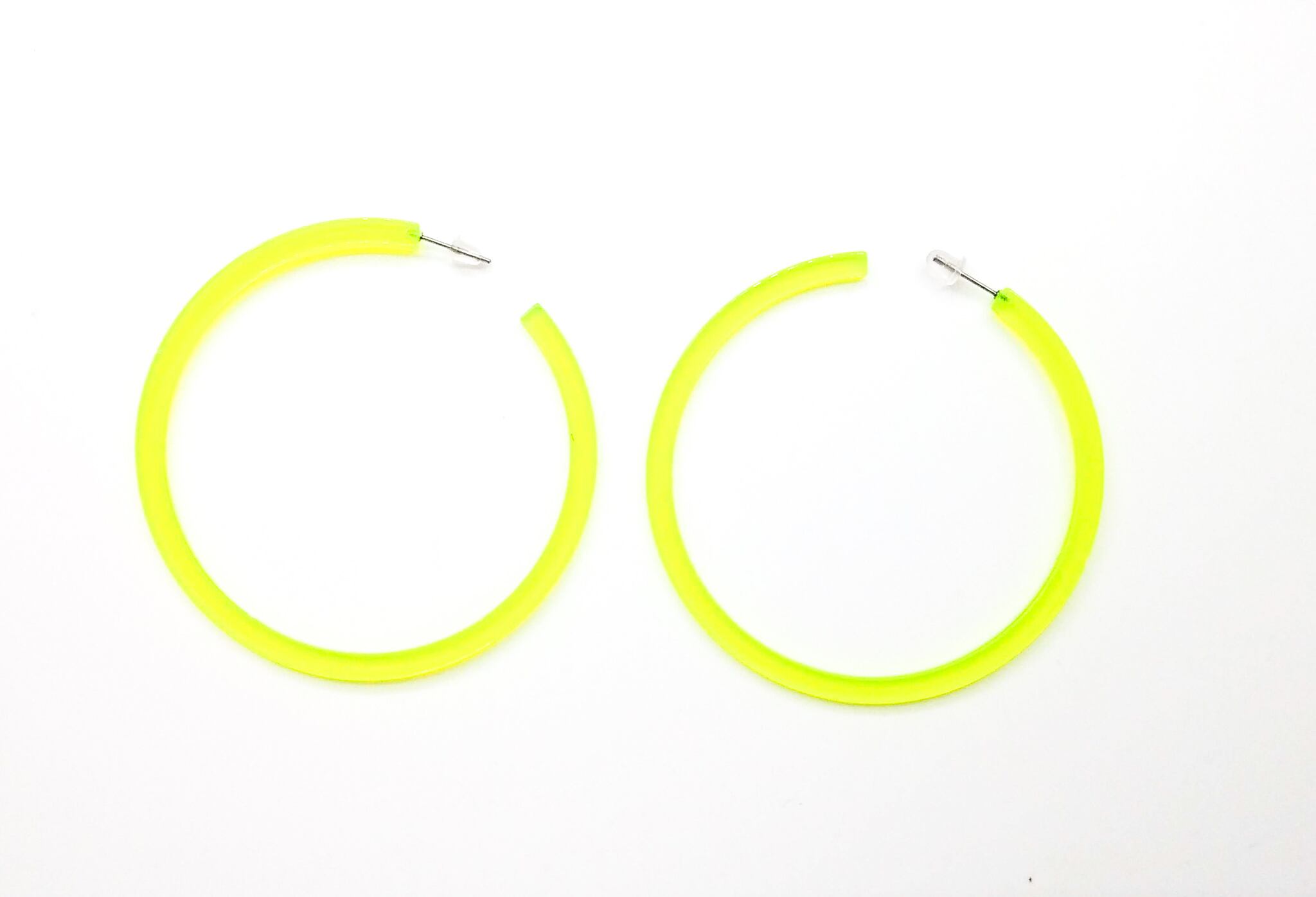 クリアフープピアス ネオンイエロー 蛍光 ネオンカラー ダンス クラブ イベント フェス 目立つ カラフル 軽い
