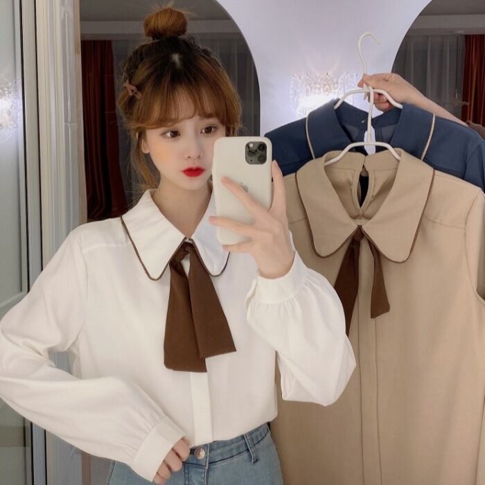 スプリングホワイトシャツ ルーズ ロング 春物 1号婦人42890877227