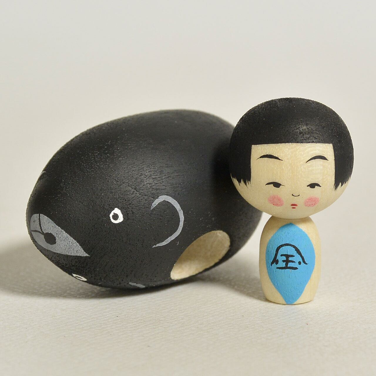 くま乗り金太郎ちゃんこけし 約1.5寸 約4.5m 鈴木明 工人（作並系