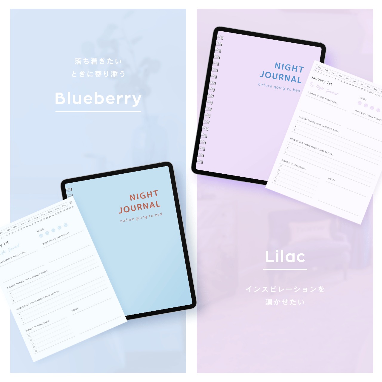 ナイトジャーナル┊︎6色セット┊︎感謝日記┊︎セルフケア┊︎リンク付き