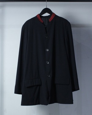 【Caka BLACK】“MARITHE FRANCOIS GIRBAUD” Mao Collar Stripe Jacket