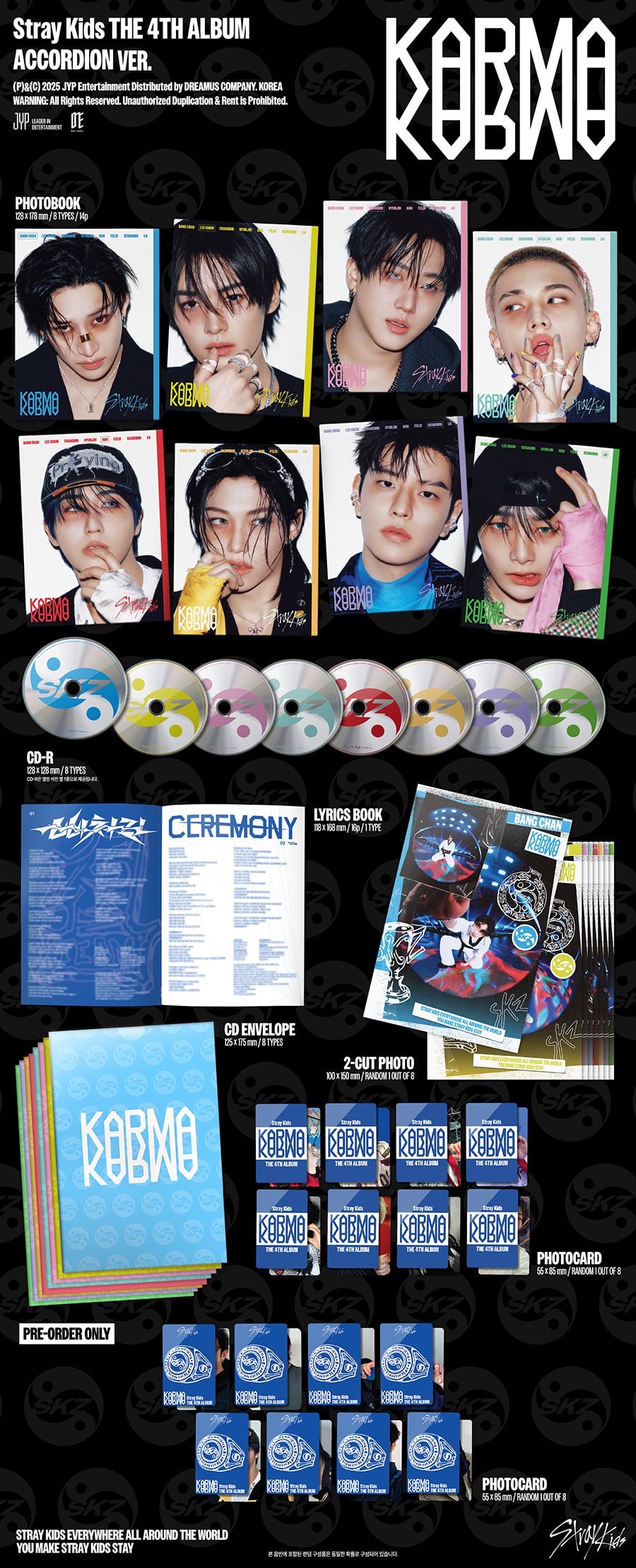 スキズ　KARMAアコーディオン+フォトカAB+ラキドロCコンプセット ラキドロ対象商品 Stray Kids - 4th Album KARMA [Accordion Ver