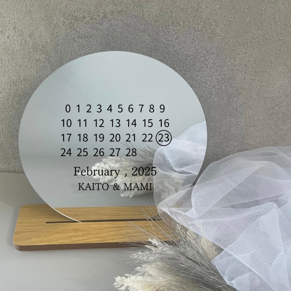 送料込 wedding【ミラー付きカレンダー ステッカー】 お急ぎ対応可 ウェルカムミラー ウェルカムボード ウェディングステッカー 結婚式ステッカー マルジェラ風